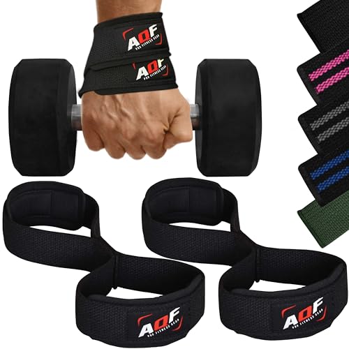 AQF Figur 8 Gepolstert Zughilfen Krafttraining, Bodybuilding Gewichte Training Lifting Straps, Handgelenkstütze Klimmzugband Für...