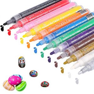Acrylstifte DIAOCARE Marker Stifte, 12 Farben Permanent Wasserfest