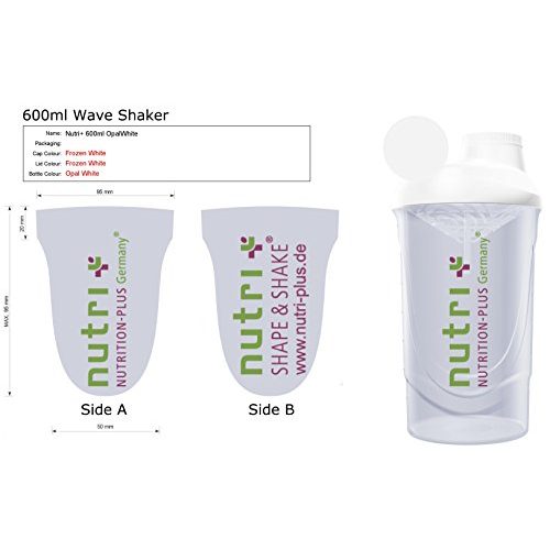 Eiweiß-Shaker Nutri + Classic Shaker (Transparent) 600ml Wave