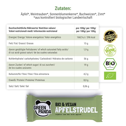 Fruchtriegel Green Panda ® Vegane Riegel | 12 x 30g Bio Energy