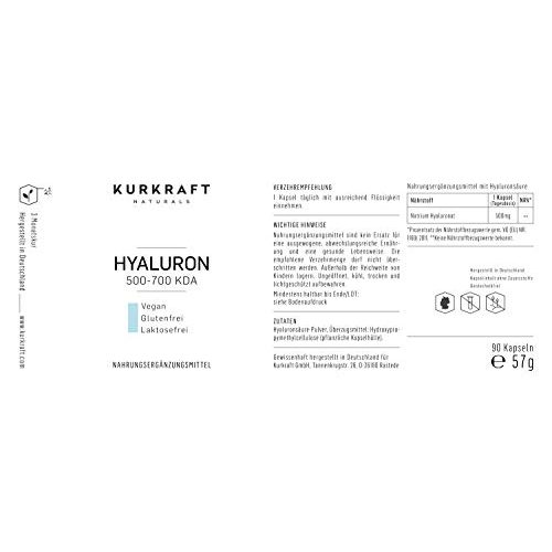Hyaluronsäure-Kapseln Kurkraft ® 500mg, hochdosiert, 90 Kapseln