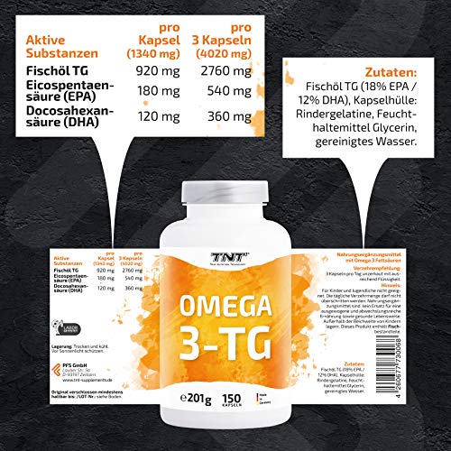 Omega-3-Kapseln TNT True Nutrition Technology, 150 Kapseln Plus