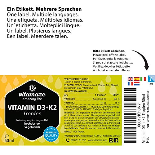 Vitamin-D3-Tropfen Vitamaze – amazing life, 50ml (1700 Tropfen)