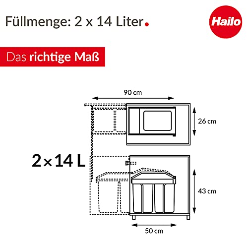 Einbau-Abfalleimer Hailo Multi-Box duo L, 2 x 14 L