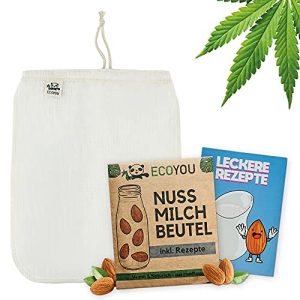 Nussmilchbeutel EcoYou Bio waschbar aus Hanf, 30 cm