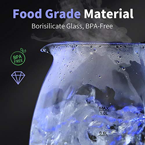 Wasserkocher 1 Liter Aigostar Glas mit led-Beleuchtung
