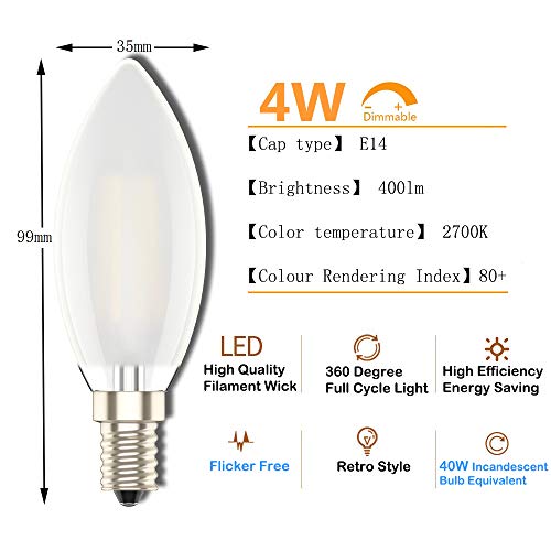 LED (E14) dimmbar Phoenix, Kerzenform, Warmweiß, 400lm, 5er