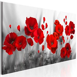 Akustikbild decomonkey Blumen Mohnblumen rot 120×40 cm