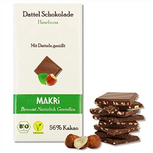 Vegane Schokolade Makri Dattel Schokolade, Haselnuss 56%