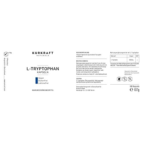 Melatonin KURKRAFT ® L-Tryptophan 500mg, 180 Kapseln