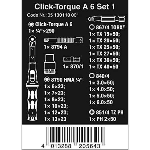 Drehmomentschlüssel 2-25 Nm Wera Click-Torque A 6 Set