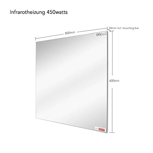 Infrarotheizung-Spiegel byecold 450W mit Ein-/Ausschalter