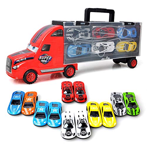 Lkw-Koffer YIMORE Truck Set LKW mit 12 Rennautos Spielzeug