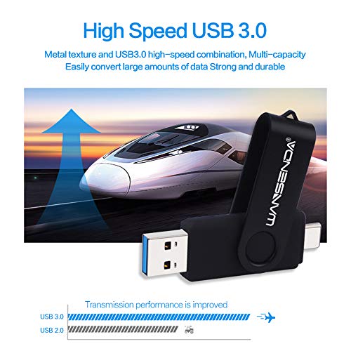 USB-C-Stick (512GB) WANSENDA Dual USB C Thumb Drive Typ C